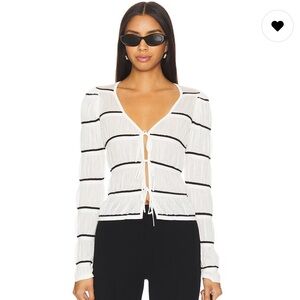 Lovers + Friends Tanya Cardigan in Cream & Black Stripe